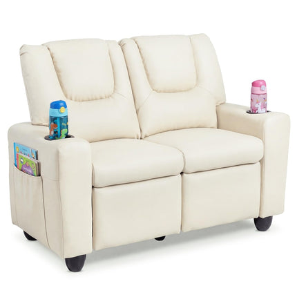 Costzon 2-Seater Kids Recliner 2 Cup Holders 2 Side Storage Pockets