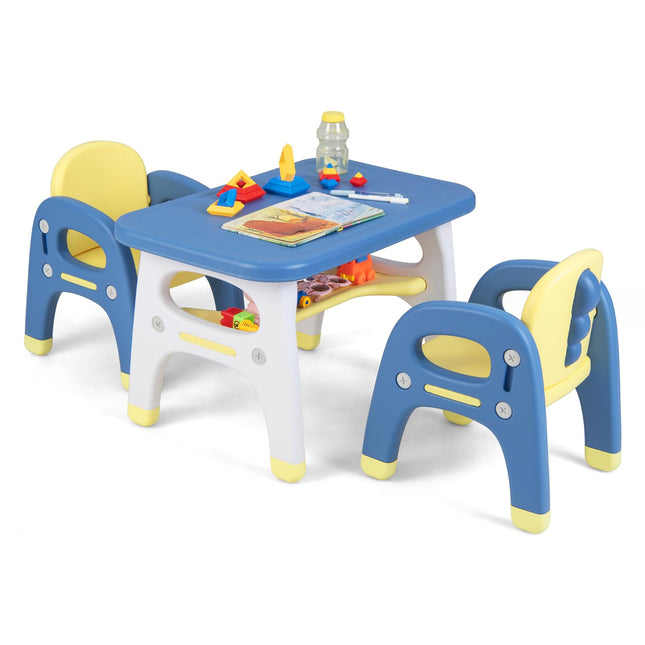 Costzon Kids Table and Chair Set w/Montessori Toys, Kids Activity Table w/Storage Shelf