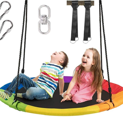 Costzon 40'' Flying Saucer Tree Swing for Kids Adult, Indoor Outdoor 700 Lbs 900D Round Swing w/ Multi-ply Rope