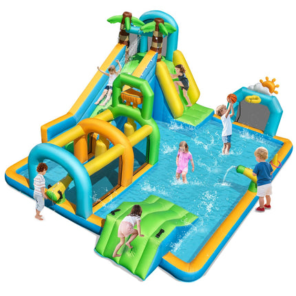 Costzon 9-in-1 Water Slide with Basketball Rim
