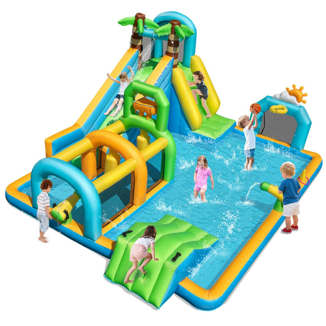 Costzon 9-in-1 Water Slide with Basketball Rim