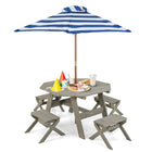 Costzon Kids Picnic Table, Fir Wood Octagon Kids Table and Chair Set with Removable Umbrella