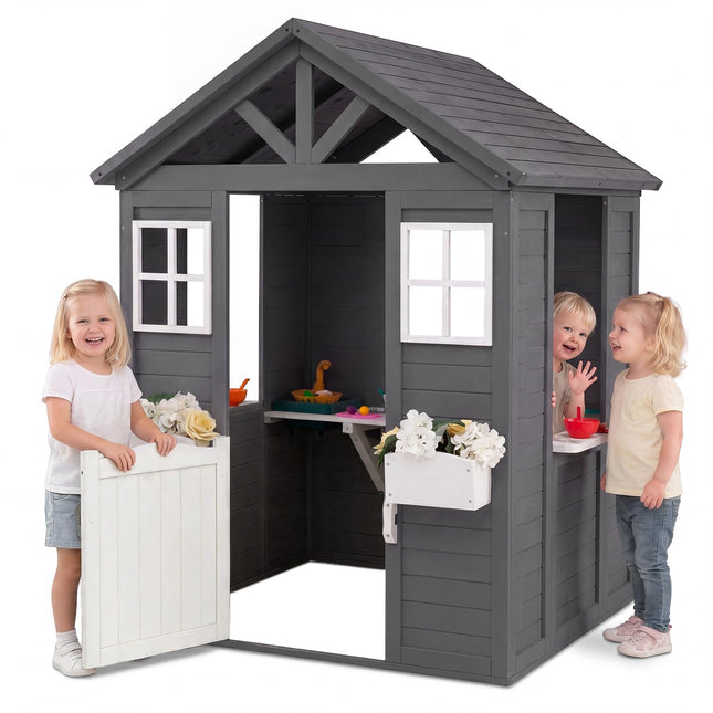 Costzon Spruce Outdoor Playhouse with Sink 50 PCS Accessories