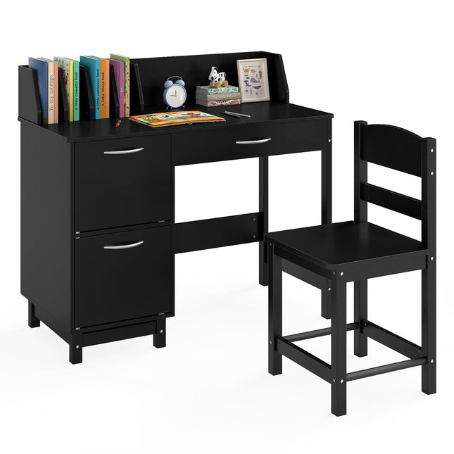 Costzon Kids Desk and Chair Set Wooden Student Study Desk Set