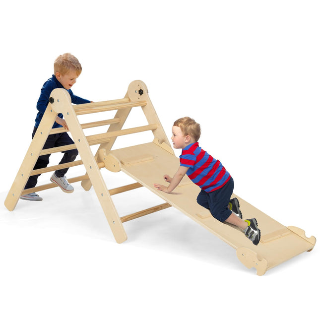 Costzon Climbing Toys for Toddlers, 4 in 1 Foldable Wooden Montessori Baby Climbing Gym