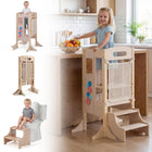 Costzon Foldable Toddler Step Stool Chalkboard & Montessori Games