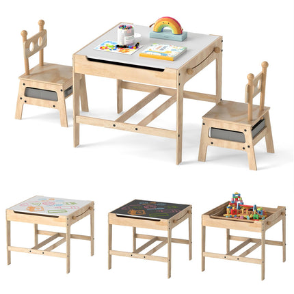 Costzon Kids Table and Chairs 4 in 1 Wooden Activity Desk Set (Alien Shape)