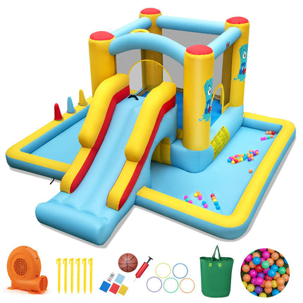 BOUNTECH Inflatable Bounce House with Ball Pit, Long Slide & Tunnel Bouncy House for Kids