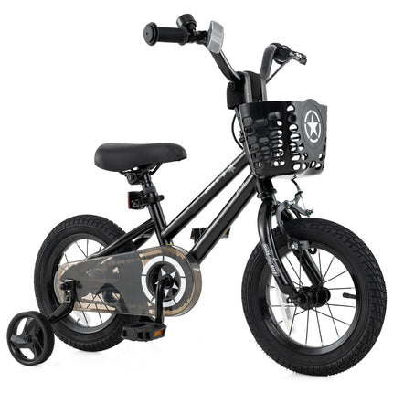 BABY JOY Starry Kids Bike, 12 14 16 18 Inch Bicycle with Training Wheels, Storage Basket