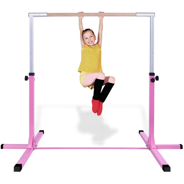 Costzon Gymnastic Training Bar, 3' to 5' Height Adjustable 1-4 Levels Exercise Kip Bar w/Double Locking Mechanism