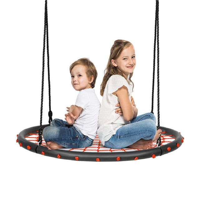 Costzon 40'' Spider Web Tree Swing Set, Kids Outdoor Round Net Swing Platform Rope Swing
