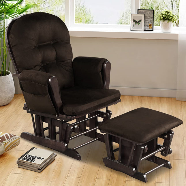 Glider and Ottoman Set with Storage Pocket