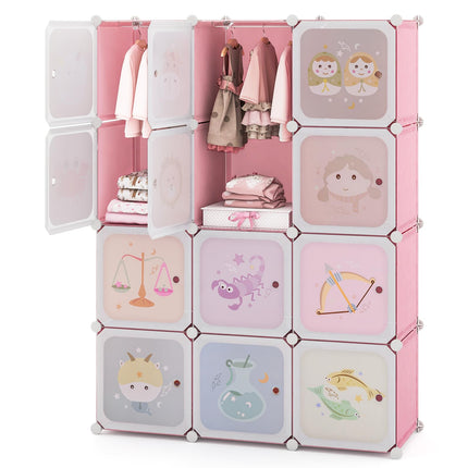 Costzon Kids Closet, Cartoon DIY Modular Dresser Storage Organizer