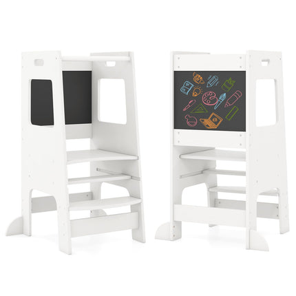 Costzon Toddler Tower, Height Adjustable Kids Kitchen Step Stool with Safety Rail