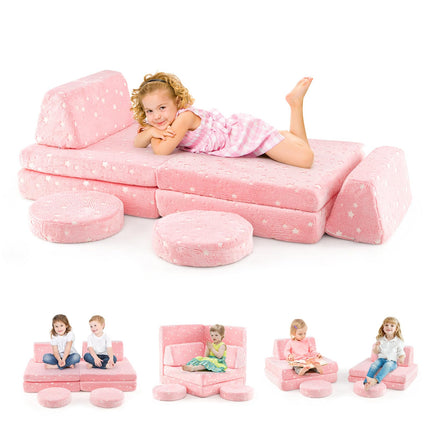 Costzon Kids Couch Set Convertible, Toddler Chair Glow in The Dark, Folding Children Sofa Couch