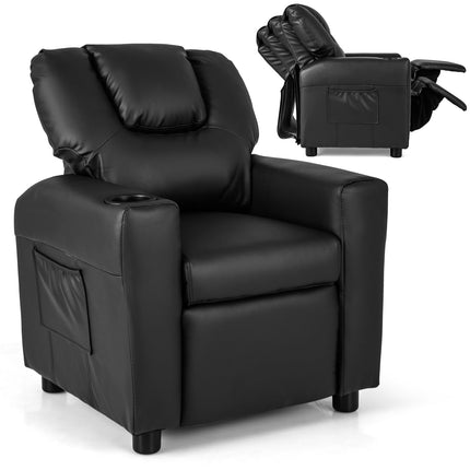 Costzon Kids Recliner Chair with Cup Holder, Toddler Furniture Children Armrest Sofa w/Headrest & Footrest for Girls Boys Baby Bedroom