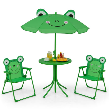 Costzon Kids Outdoor Table with 2 Folding Chairs