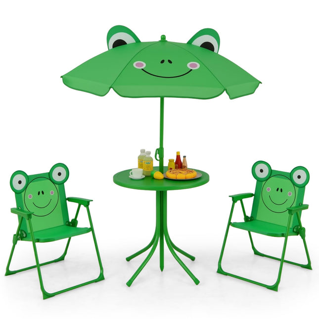 Costzon Kids Outdoor Table with 2 Folding Chairs
