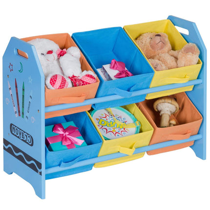 Costzon Kids Toy Organizer with 6 Multi Color Storage Bins