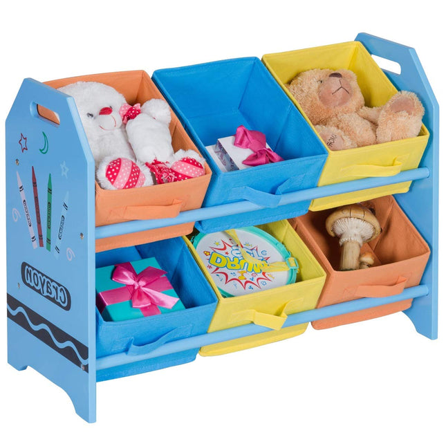 Costzon Kids Toy Organizer with 6 Multi Color Storage Bins