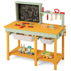 Costzon Tool Bench for Kids, Wooden Pretend Workbench with Toy Tools and Accessories, Realistic Role Play Construction Building Tool Set