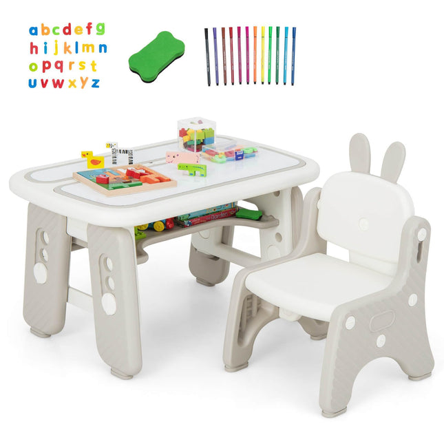 Costzon Kids Table and Chair Set, Graffiti Activity Table, Toddlers Art Table & Chair