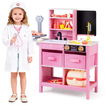 Costzon Kids Wooden Doctor Playset Medical Activity Center Toy Set