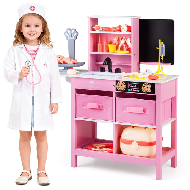 Costzon Kids Wooden Doctor Playset Medical Activity Center Toy Set