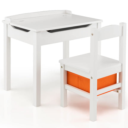 Costzon Kids Table and Chair Set, Flip Top Toddler Study Desk w/Chair for Playroom Nursery