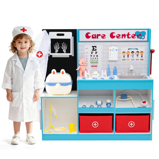 Costzon Kids Wooden Doctor Playset Medical Activity Center w/ 29 Accessories