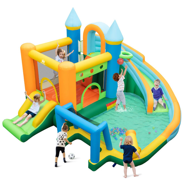 BOUNTECH Inflatable Water Slide, 9 in 1 Kids Water Park Bounce House Combo for Outdoor Fun w/Splash Pool