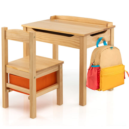 Costzon Kids Table and Chair Set, Flip Top Toddler Study Desk w/Chair for Playroom Nursery