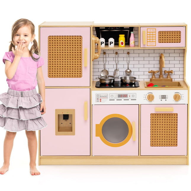 Costzon Kids Kitchen Playset Wooden Play Kitchen
