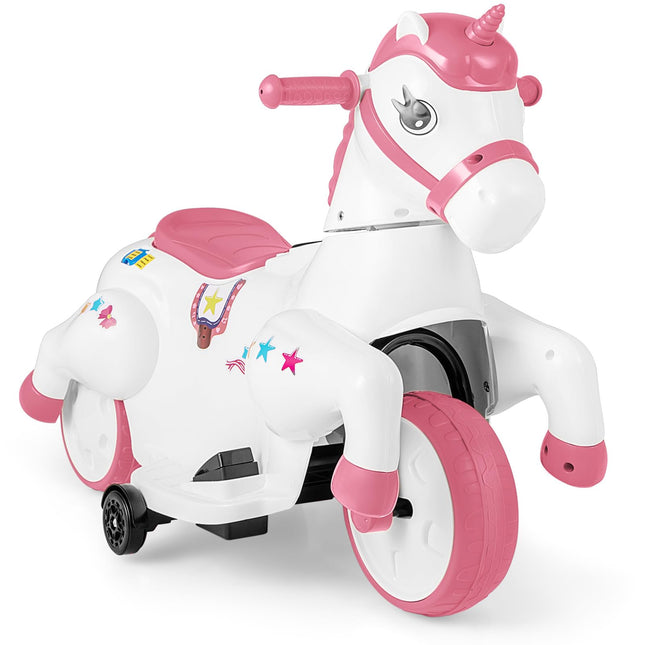 Costzon Ride on Car, 12V Ride on Toys for Toddlers Pony w/Training Wheels. Motorized Play Horse, Kids Car Motorcycle