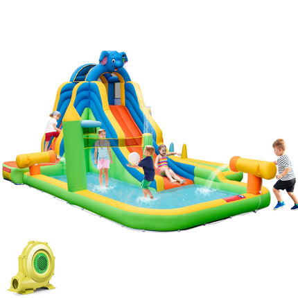 BOUNTECH Inflatable Water Slide Park, Kids Waterslide for Outdoor with Splash Pool