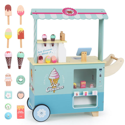 Costzon Ice Cream Cart Playset, Ice Cream Stand Push Cart with Vending Machine