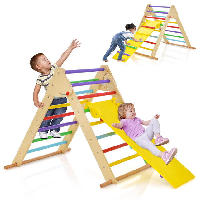 Costzon Climbing Toy for Toddlers, Foldable Upgrade Anti-Rollover Kids Indoor Gym Playset with Reversible Ramp