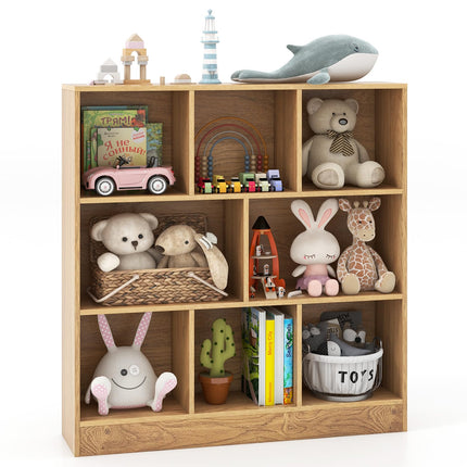 Costzon 7-Section Bookcase for Kids, Wooden Toy Storage Organizer for Books Toys