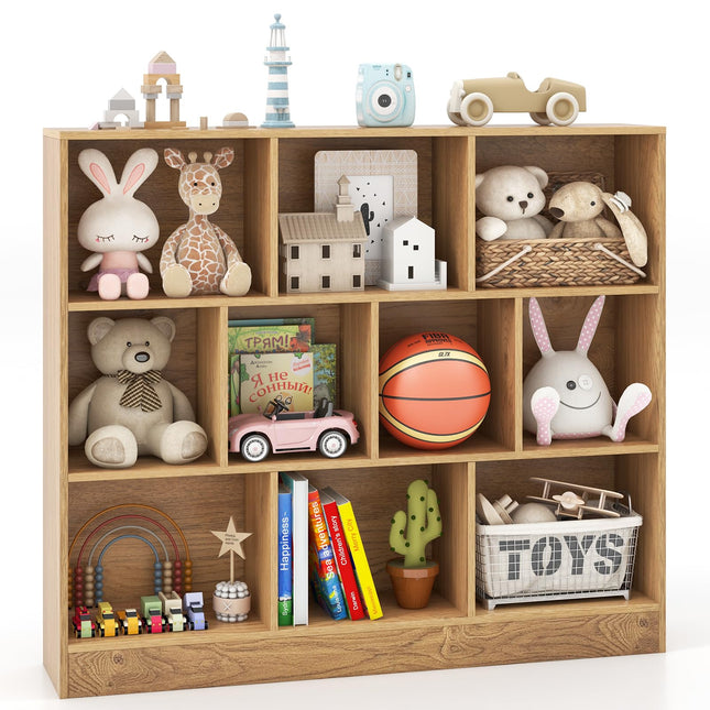 Costzon Montessori Shelf, 10-Section Toy Storage Organizer for Books Toys