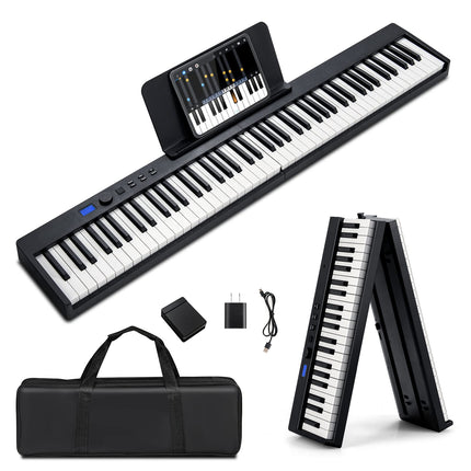 Costzon 88-Key Foldable Digital Piano Keyboard, Full Size Semi-Weighted Keyboard, Portable Electric Piano