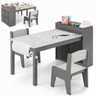 Costzon Kids Table and Chairs, 3 in 1 Wooden Art Drawing Table
