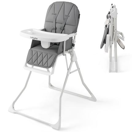 BABY JOY Foldable High Chair, Portable Highchairs for Babies and Toddlers with 3-Position Adjustable Tray & Footrest