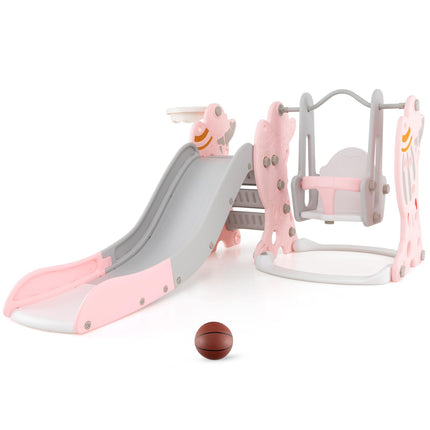 Costzon 4 in 1 Toddler Slide and Swing Set, Rocket Indoor Outdoor Baby Swing w/Slide
