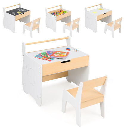 Costzon Kids Table and Chair Set, Wooden Multi-Activity Table with Blackboard