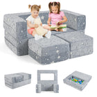 Costzon Kids Couch Set Convertible, 2 Seat Toddler Chair Glow in The Dark, Fold Out Children Sofa Couch