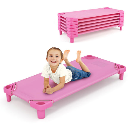 Costzon Daycare Cots for Kids, Pack of 6, 51” L x 22.5” W Stackable Nap Cots with Easy Lift Corners