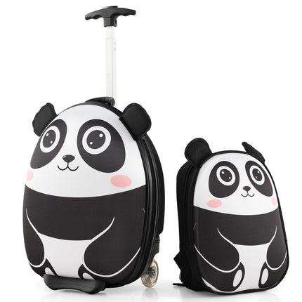 BABY JOY 2 Pcs Kids Luggage Set, 16" Kids Rolling Suitcase w/ 12" Backpack
