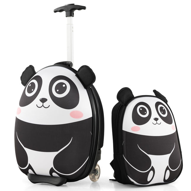 BABY JOY 2 Pcs Kids Luggage Set, 16" Kids Rolling Suitcase w/ 12" Backpack