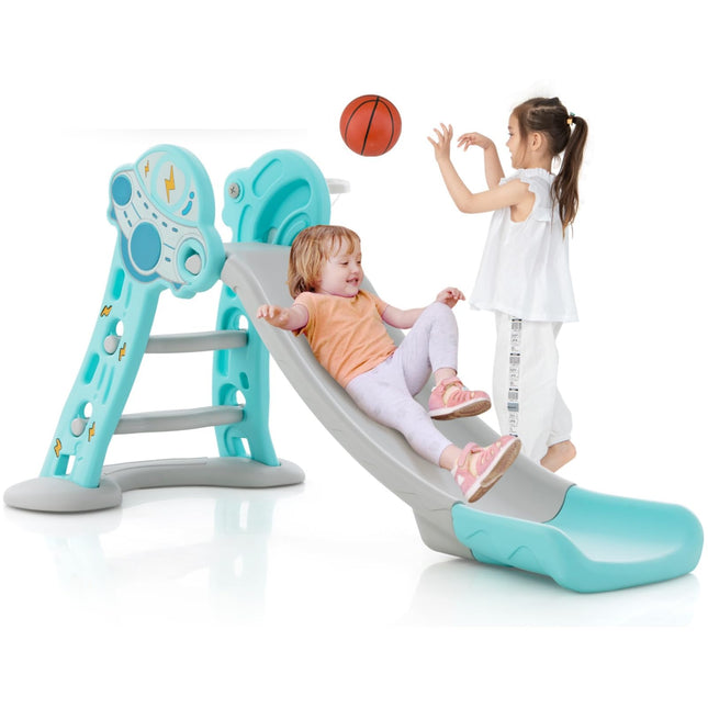 BABY JOY Toddler Slide, 3 in 1 Folding Baby Slide Climber Playset, Freestanding Slide with Long Slipping Slope