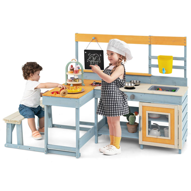Costzon 2-in-1 Mud Kitchen & Kids Picnic Table